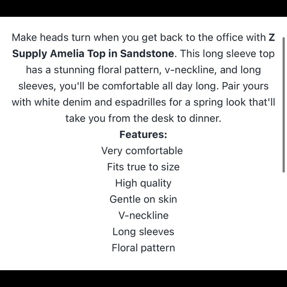 New Z Supply Amelia Top in Sandstone Size Large - Picture 5 of 9